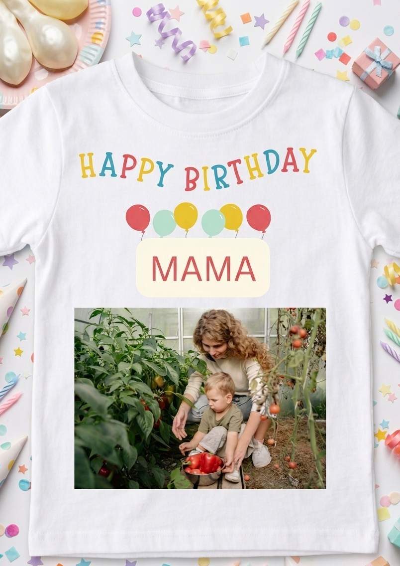 Personalised Photo Mama Birthday T-Shirt, Happy Birthday Gift, Gift For Mummy Custom Keepsake