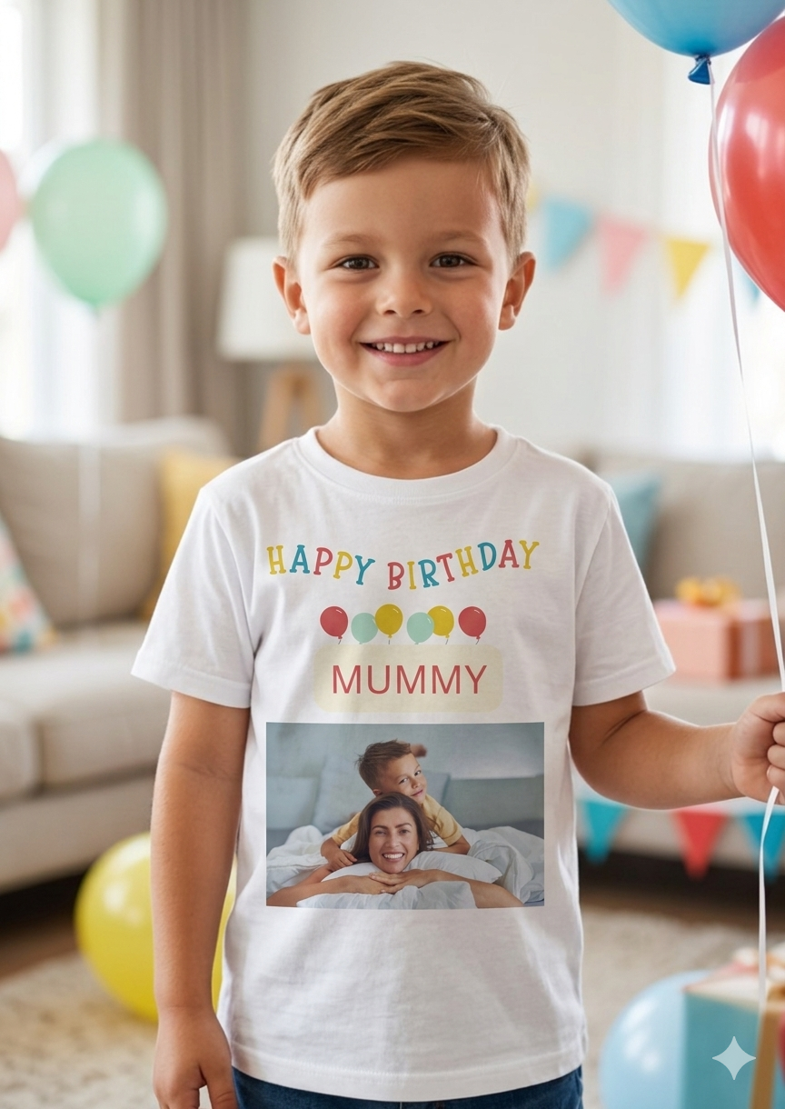 Personalised Photo T-shirt, Happy Birthday Mummy Gift, Birthday Gift for Mummy, Custom Keepsake