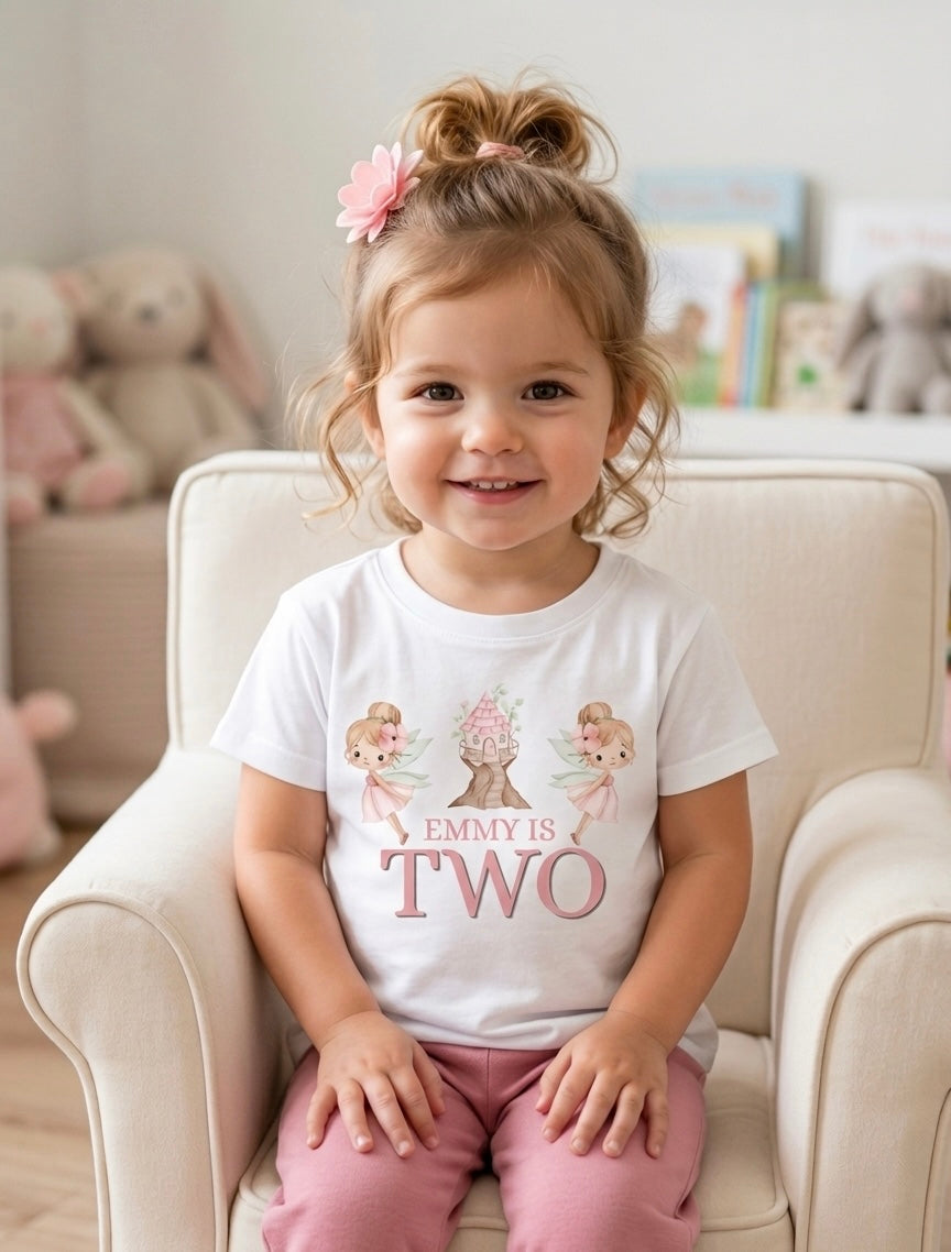 Personalised Girls Birthday T-shirt, Fairy Birthday Party Outfit