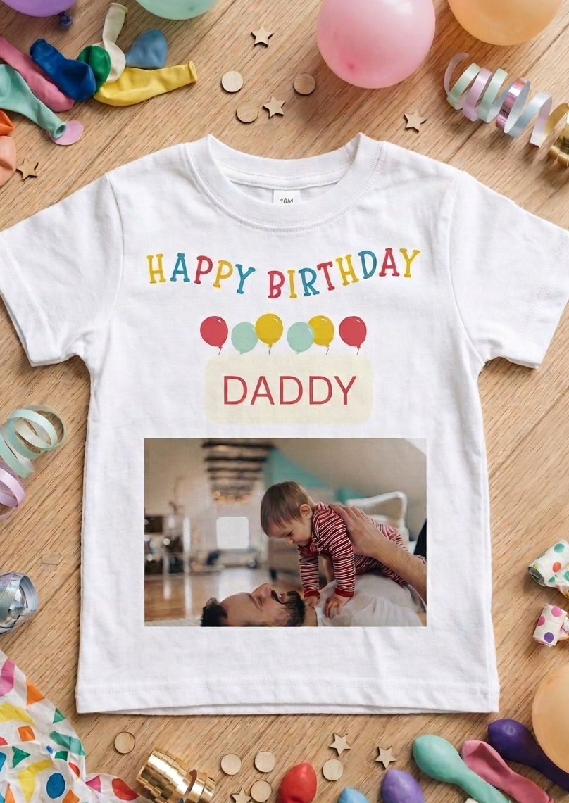 Personalised Photo T-shirt, Happy Birthday Daddy Gift, Custom Keepsake