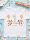Personalised Boys Monkey Birthday T-shirt, 1st, 2nd, 3rd Birthday Party Outfit