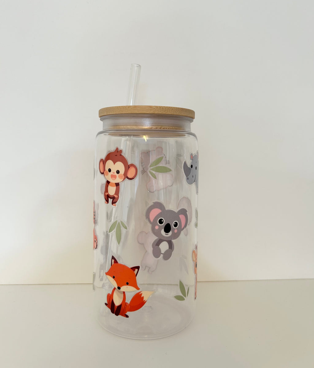 Animal Theme Kids Cup, Bamboo Lid & Straw, 16 oz