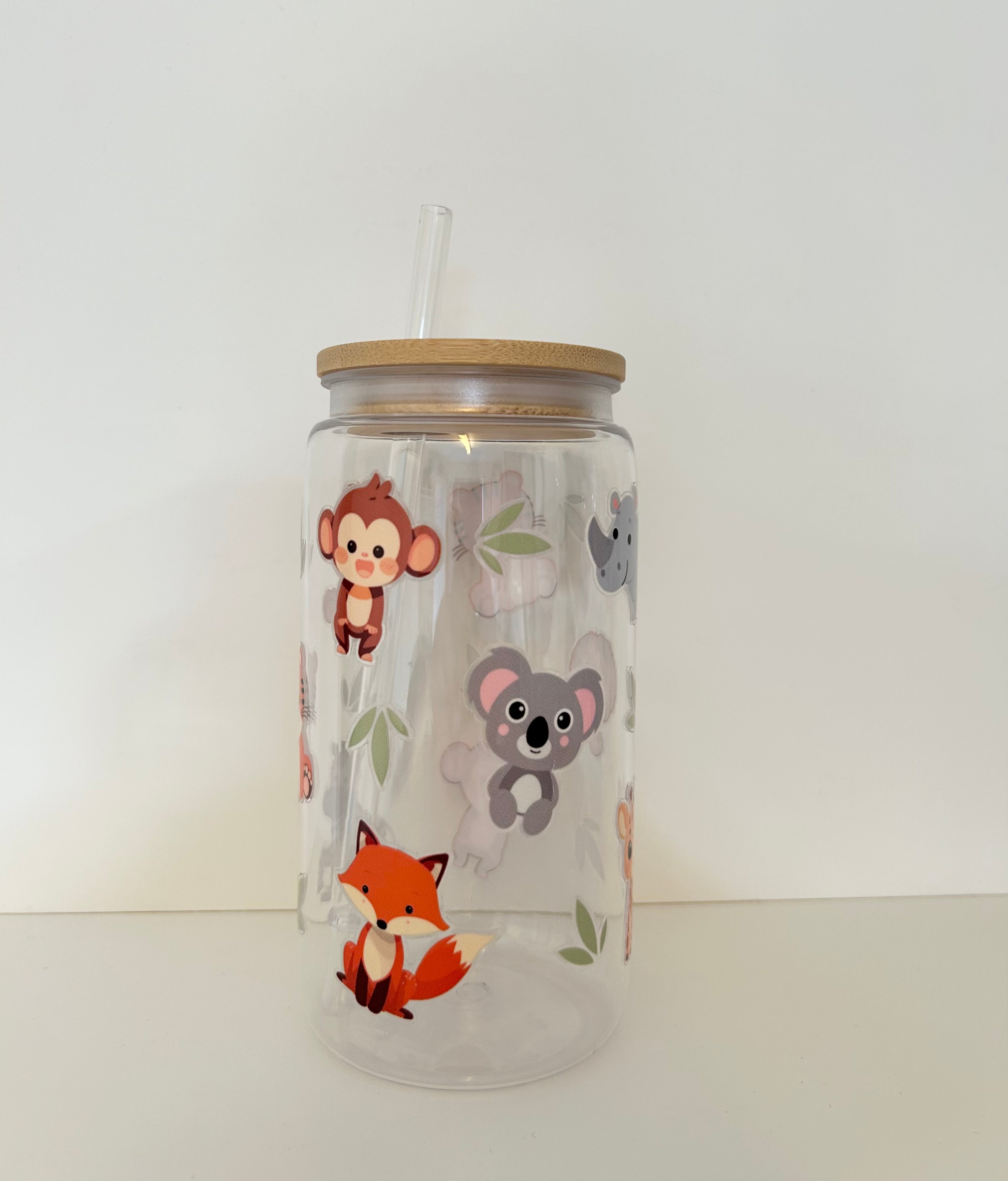 Animal Theme Kids Cup, Bamboo Lid & Straw, 16 oz