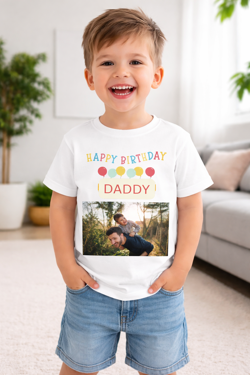 Personalised Photo T-shirt, Happy Birthday Daddy Gift, Custom Keepsake