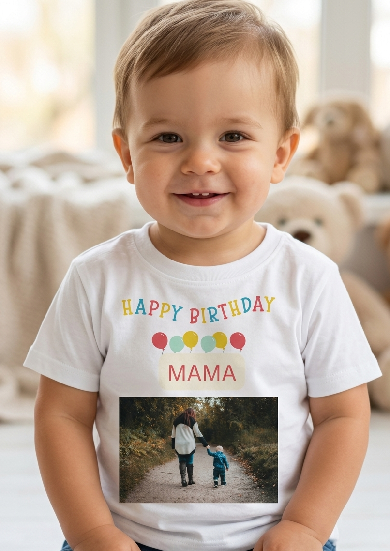 Personalised Photo Mama Birthday T-Shirt, Happy Birthday Gift, Gift For Mummy Custom Keepsake