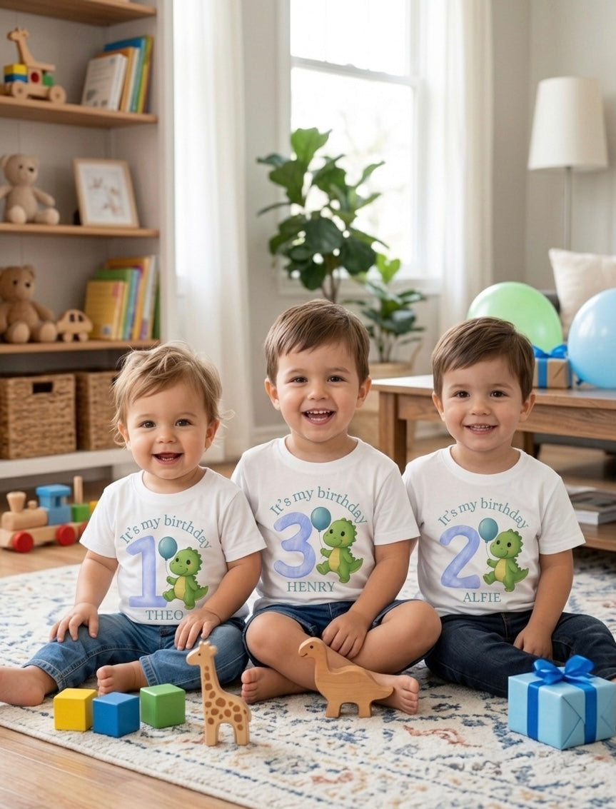 Personalised Dinosaur Birthday T-Shirt, Custom Name, Toddler Birthday Outfit
