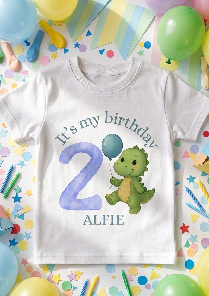 Personalised Dinosaur Birthday T-Shirt, Custom Name, Toddler Birthday Outfit