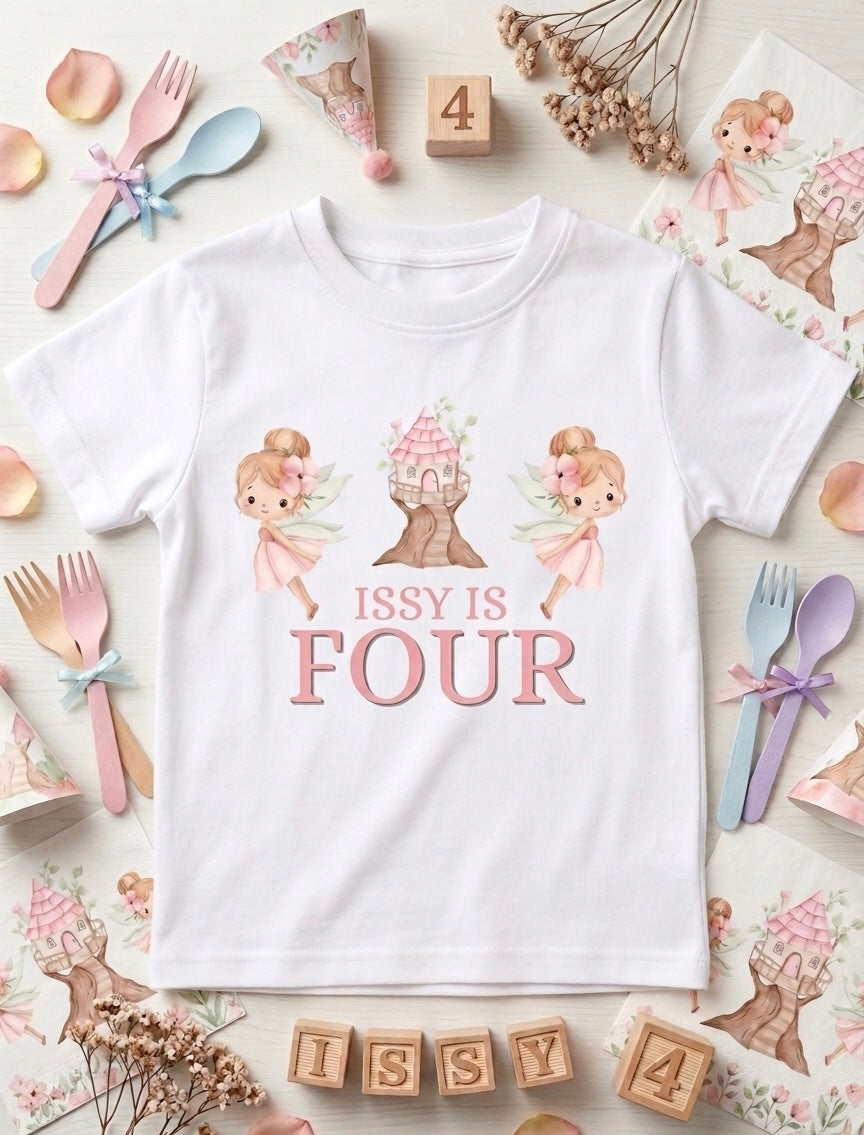 Personalised Girls Birthday T-shirt, Fairy Birthday Party Outfit