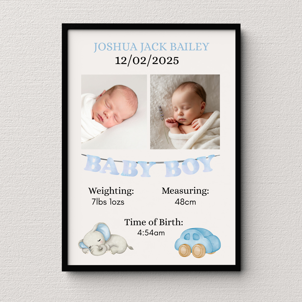 New Baby Personalised print, Birth detail Gift, Custom  Keepsake, Newborn Gifts