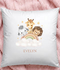 Personalised Name Safari Cushion, Nursery Bedroom Decor, Girls cushion