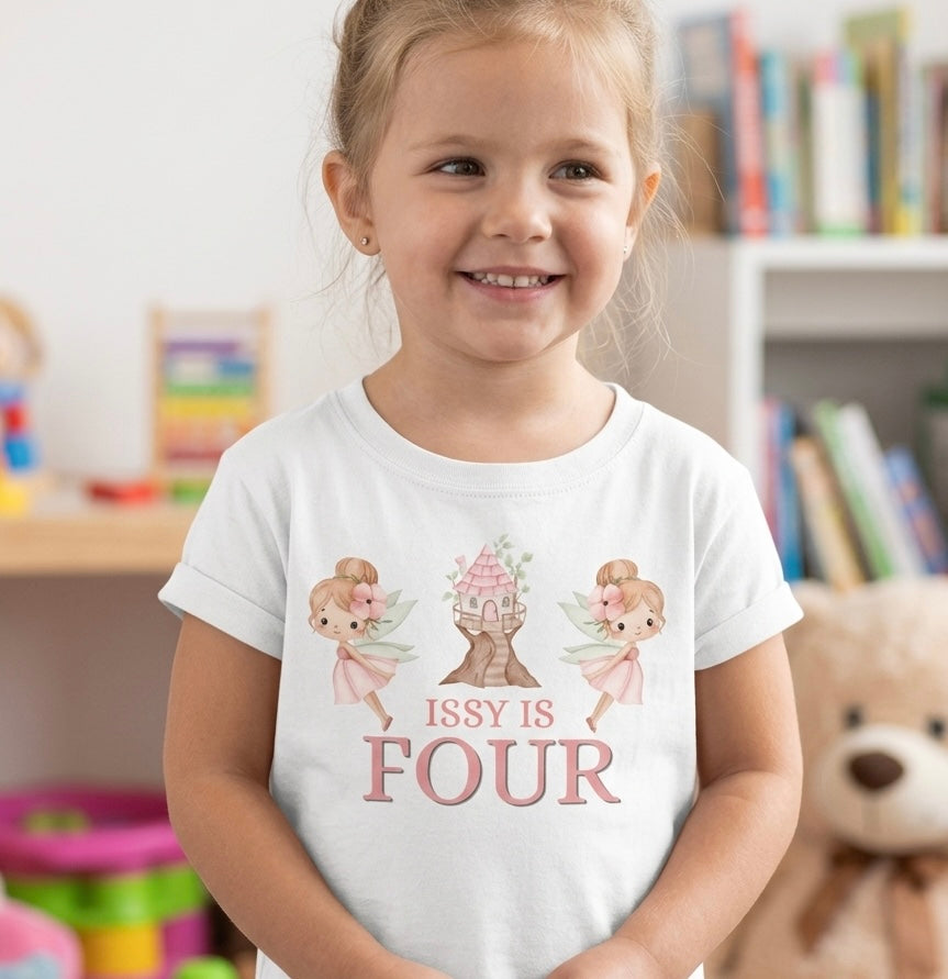 Personalised Girls Birthday T-shirt, Fairy Birthday Party Outfit