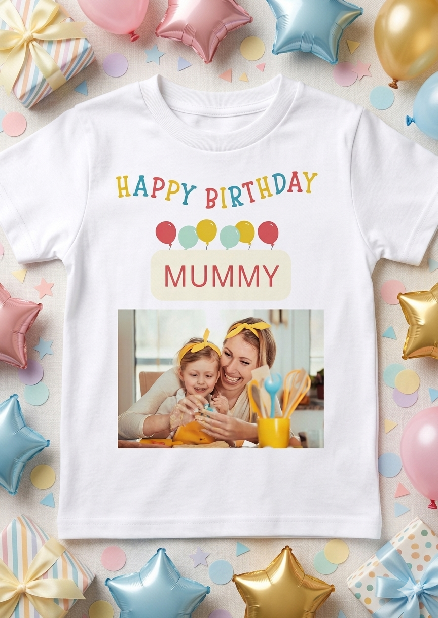 Personalised Photo T-shirt, Happy Birthday Mummy Gift, Birthday Gift for Mummy, Custom Keepsake