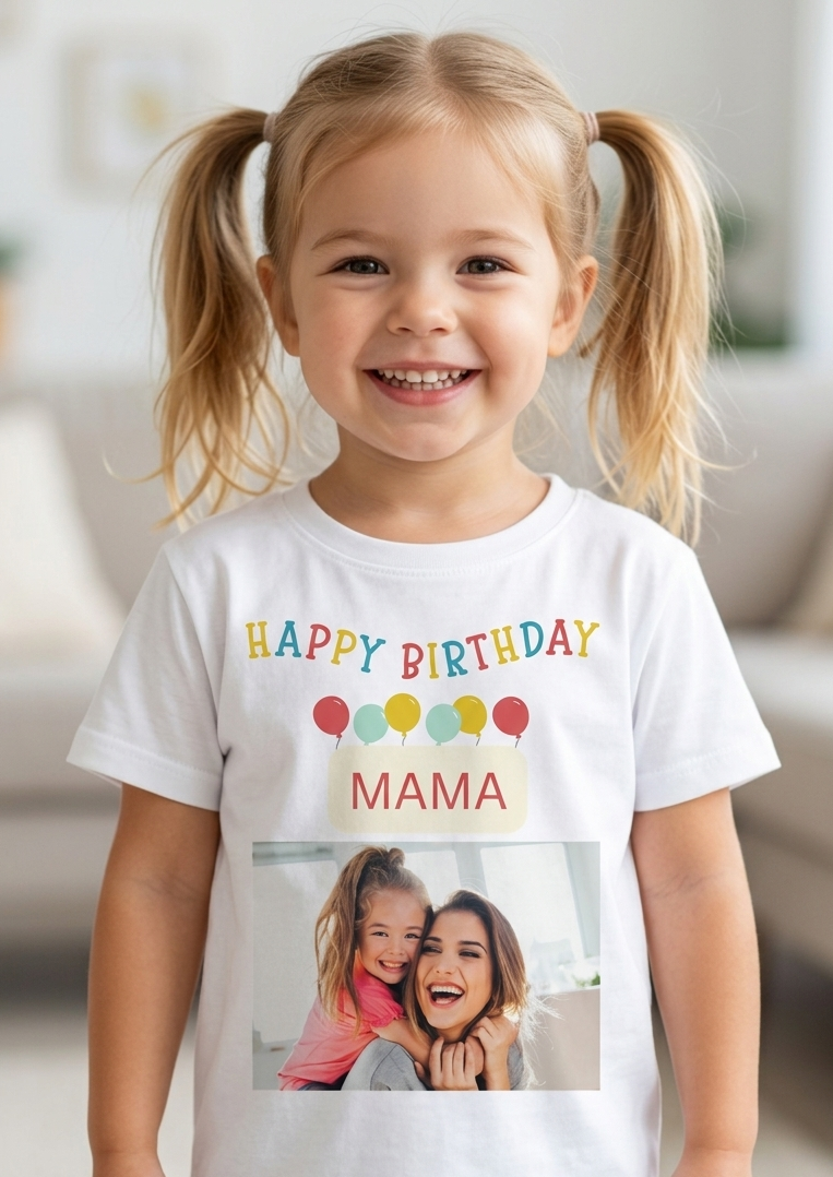 Personalised Photo Mama Birthday T-Shirt, Happy Birthday Gift, Gift For Mummy Custom Keepsake