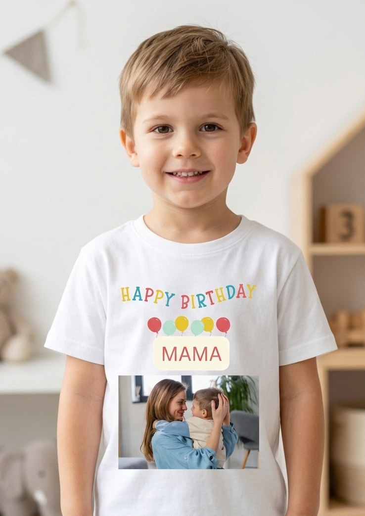 Personalised Photo Mama Birthday T-Shirt, Happy Birthday Gift, Gift For Mummy Custom Keepsake