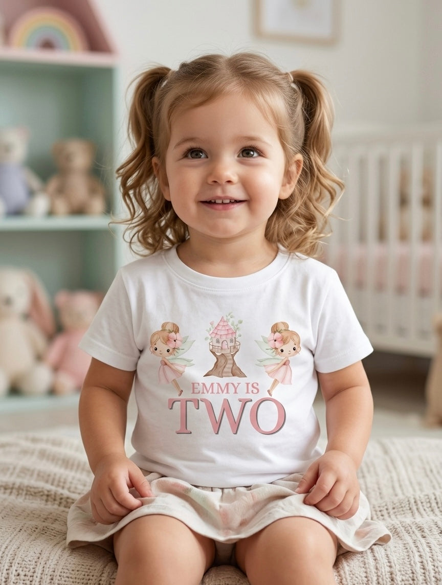 Personalised Girls Birthday T-shirt, Fairy Birthday Party Outfit