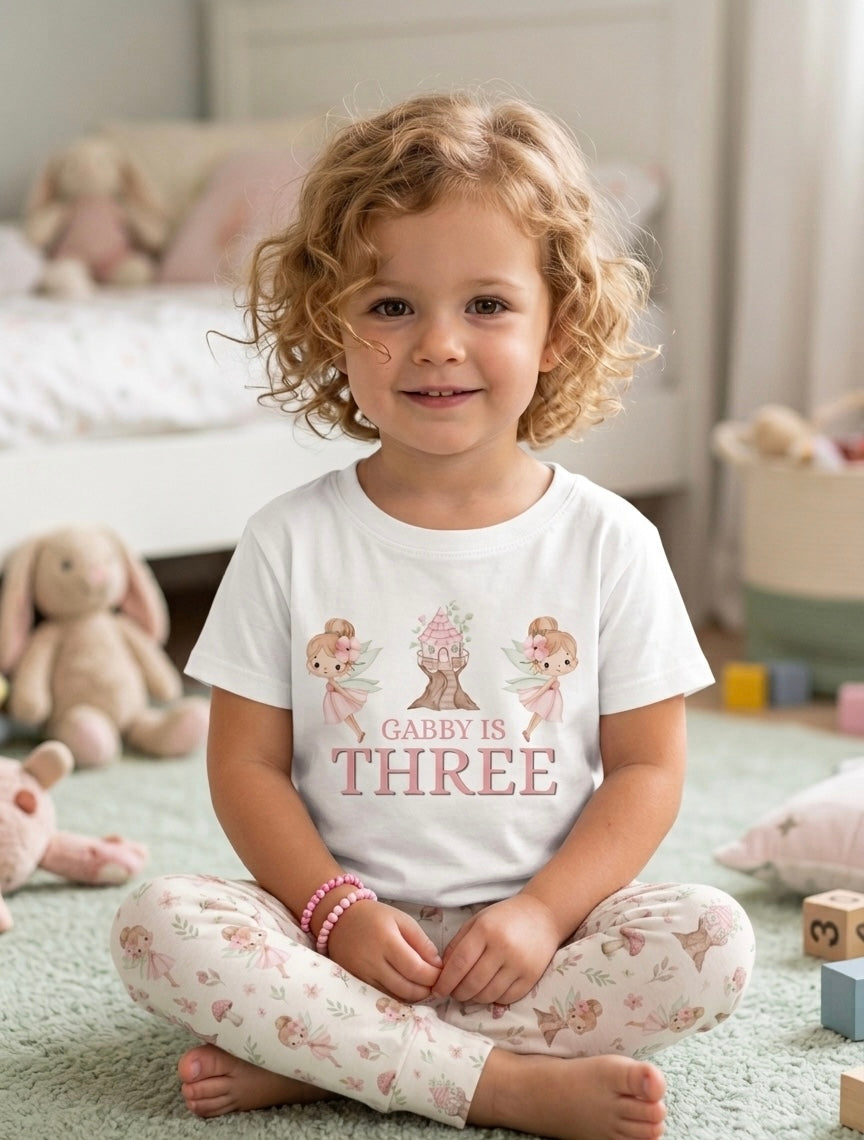 Personalised Girls Birthday T-shirt, Fairy Birthday Party Outfit