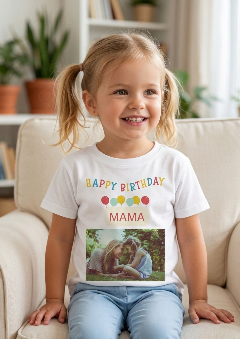 Personalised Photo Mama Birthday T-Shirt, Happy Birthday Gift, Gift For Mummy Custom Keepsake