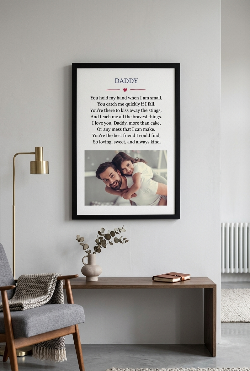Personalised Daddy Photo Print, Custom Keepsake, Fathers Day Gift, Aluminium Wall art