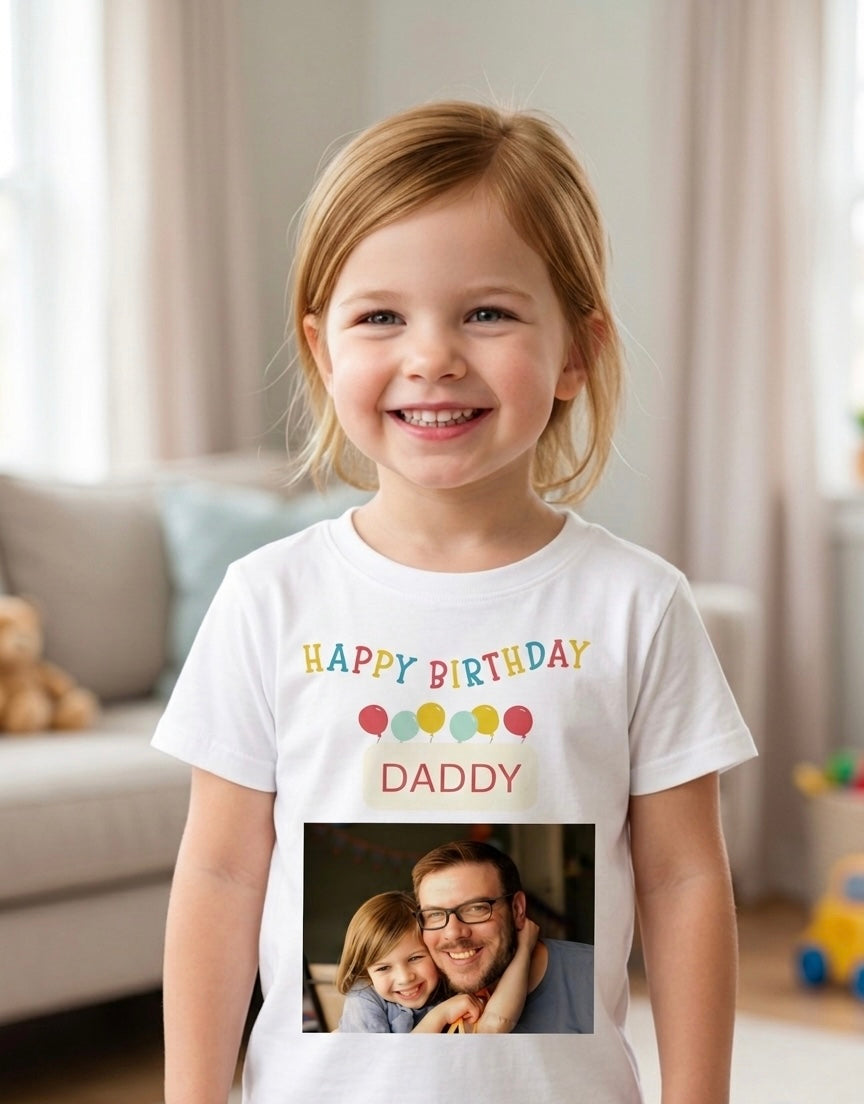 Personalised Photo T-shirt, Happy Birthday Daddy Gift, Custom Keepsake