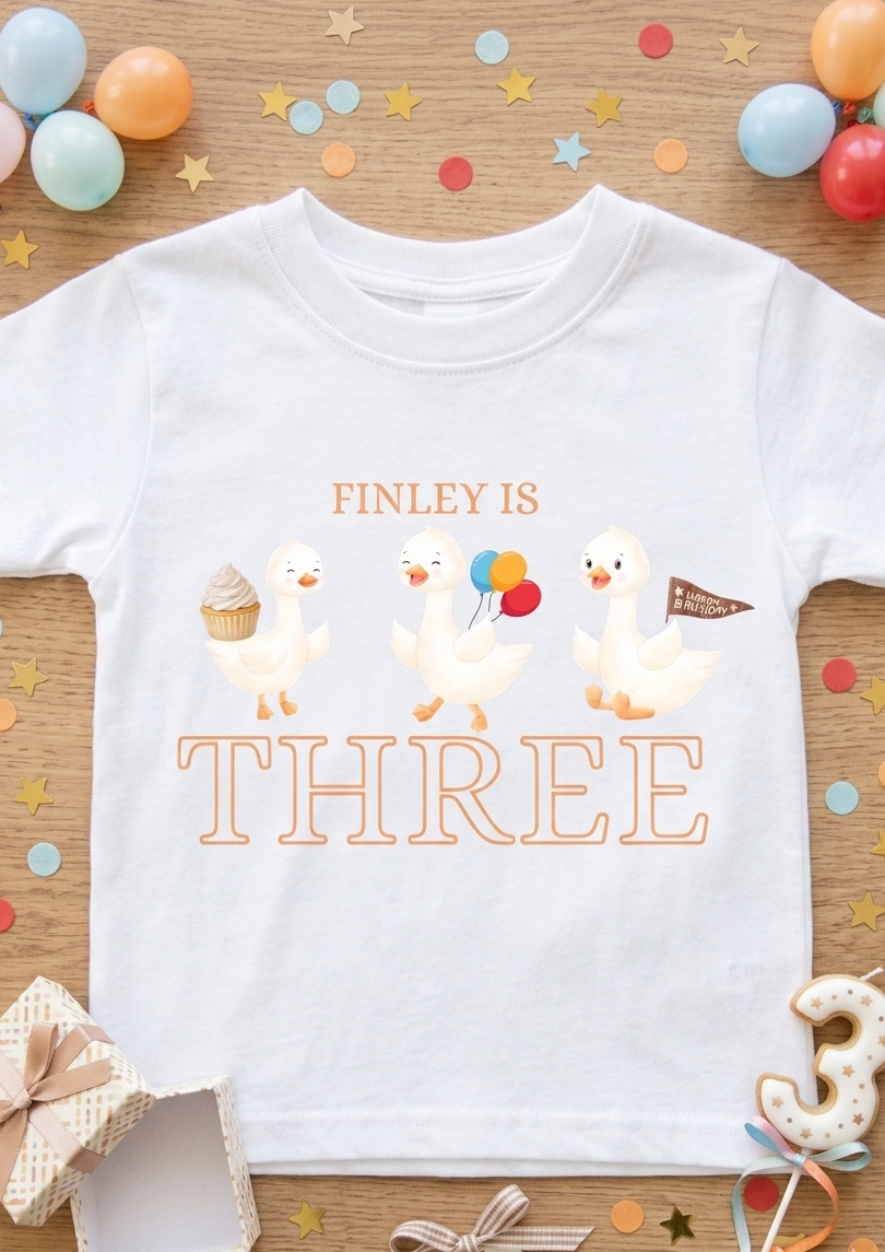 Personalised boys duck birthday T-shirt, First, Second, Third birthday Party Outfit