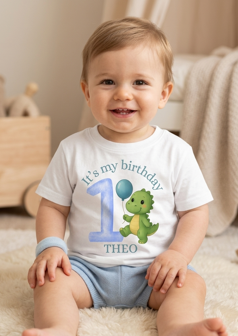 Personalised Dinosaur Birthday T-Shirt, Custom Name, Toddler Birthday Outfit
