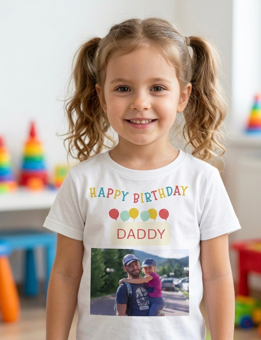 Personalised Photo T-shirt, Happy Birthday Daddy Gift, Custom Keepsake