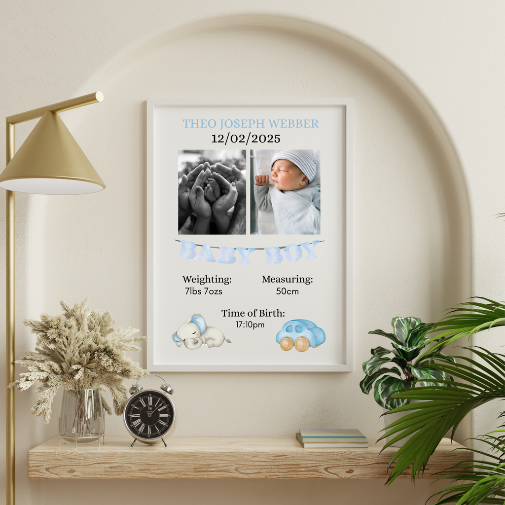 New Baby Personalised print, Birth detail Gift, Custom  Keepsake, Newborn Gifts