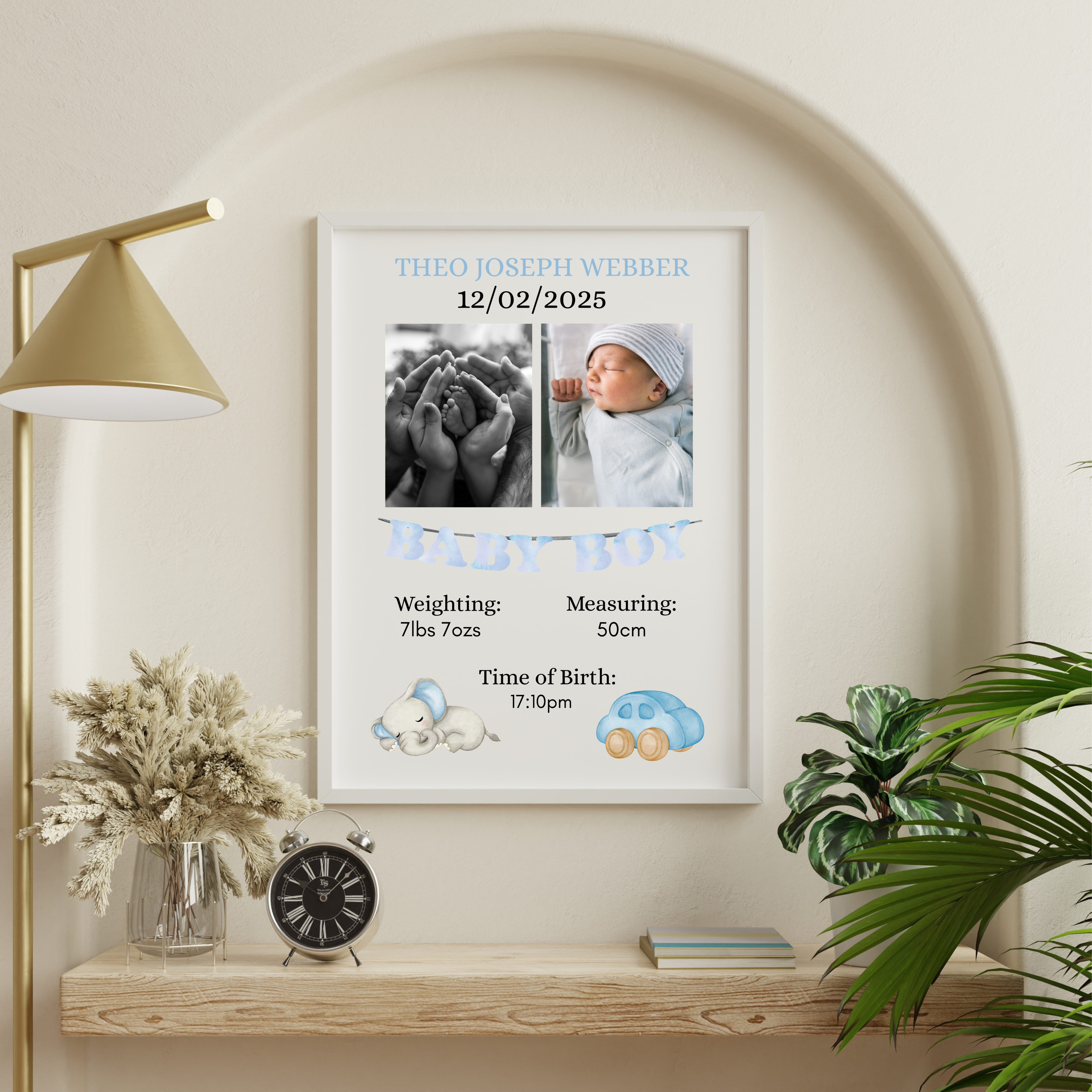 New Baby Personalised print, Birth detail Gift, Custom  Keepsake, Newborn Gifts
