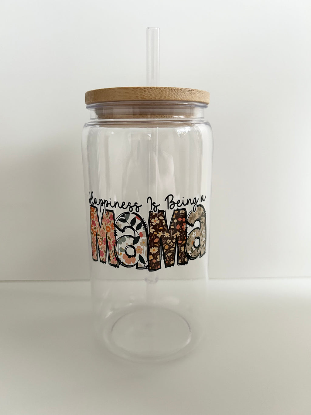 Mama Floral Cup with Bamboo Lid & Straw, Mother's Day Gift, Birthday gifts, gifts for her