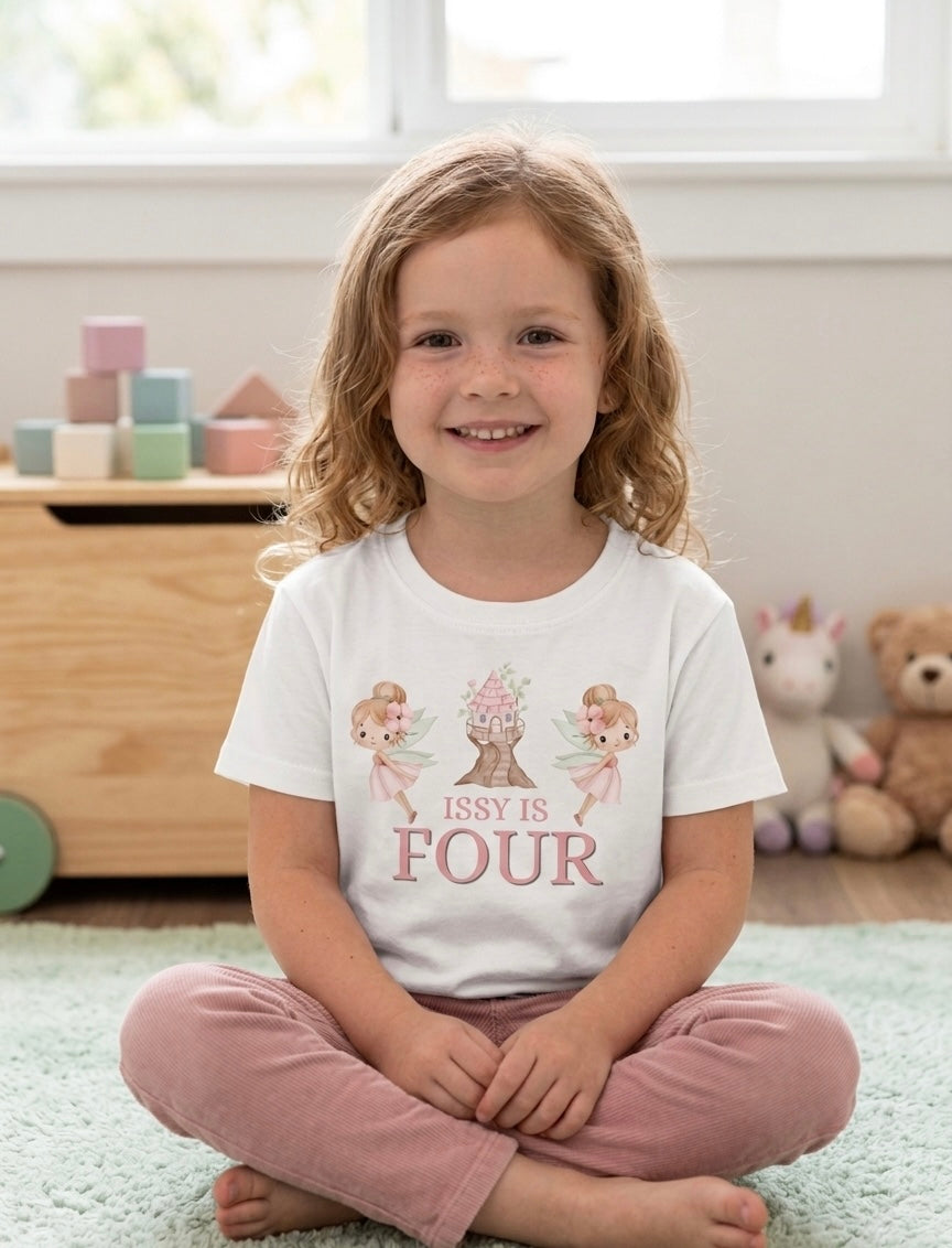 Personalised Girls Birthday T-shirt, Fairy Birthday Party Outfit