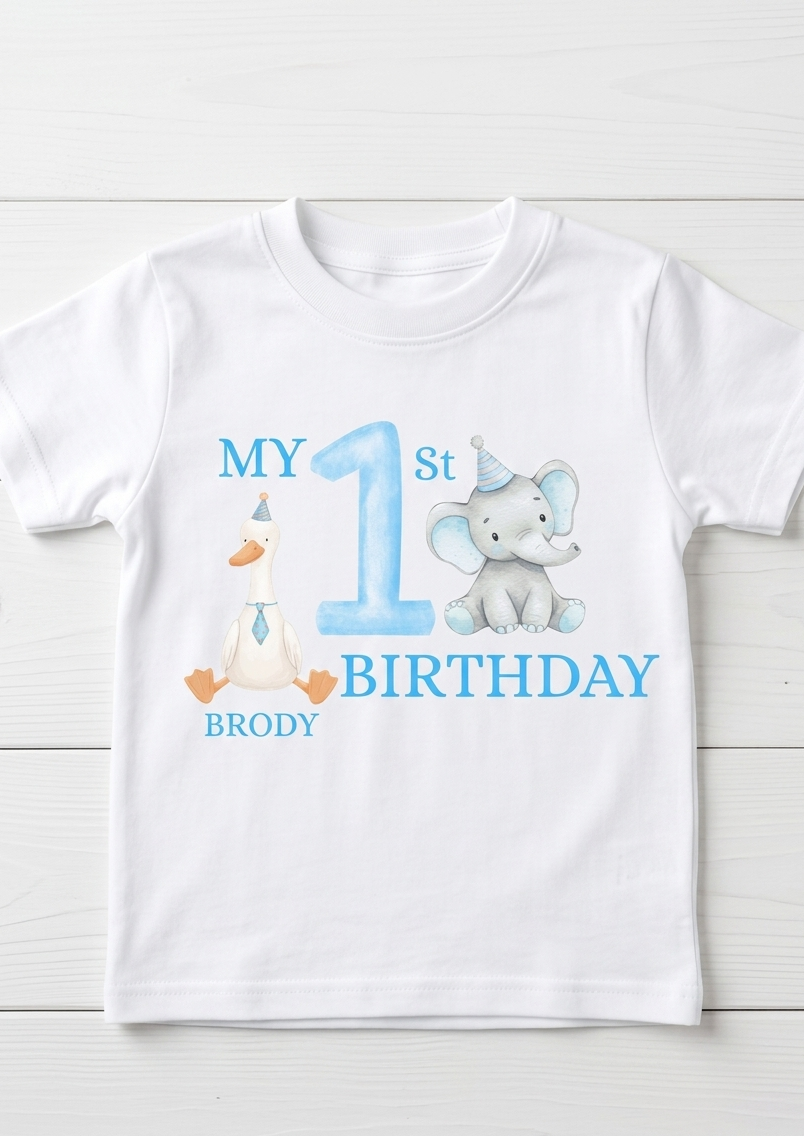 Personalised Animal 1st Birthday T-Shirt, Toddler First Birthday Outfit, Boy Girl