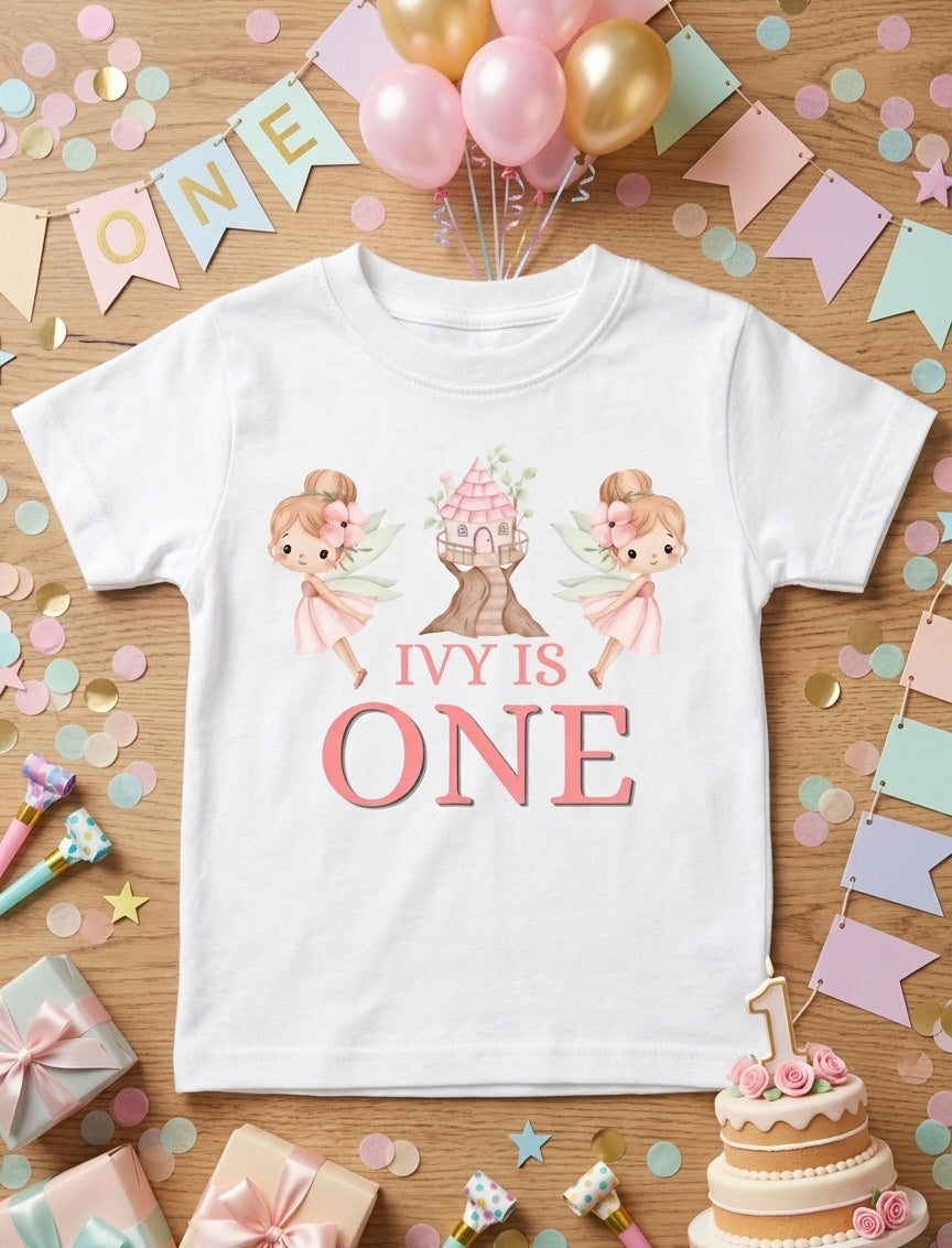 Personalised Girls Birthday T-shirt, Fairy Birthday Party Outfit