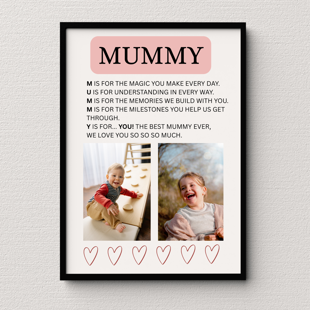 Personalised Mummy Poem Print, Custom Keepsake, Mother's Day Gift, Birthday Gift Aluminium Wall art