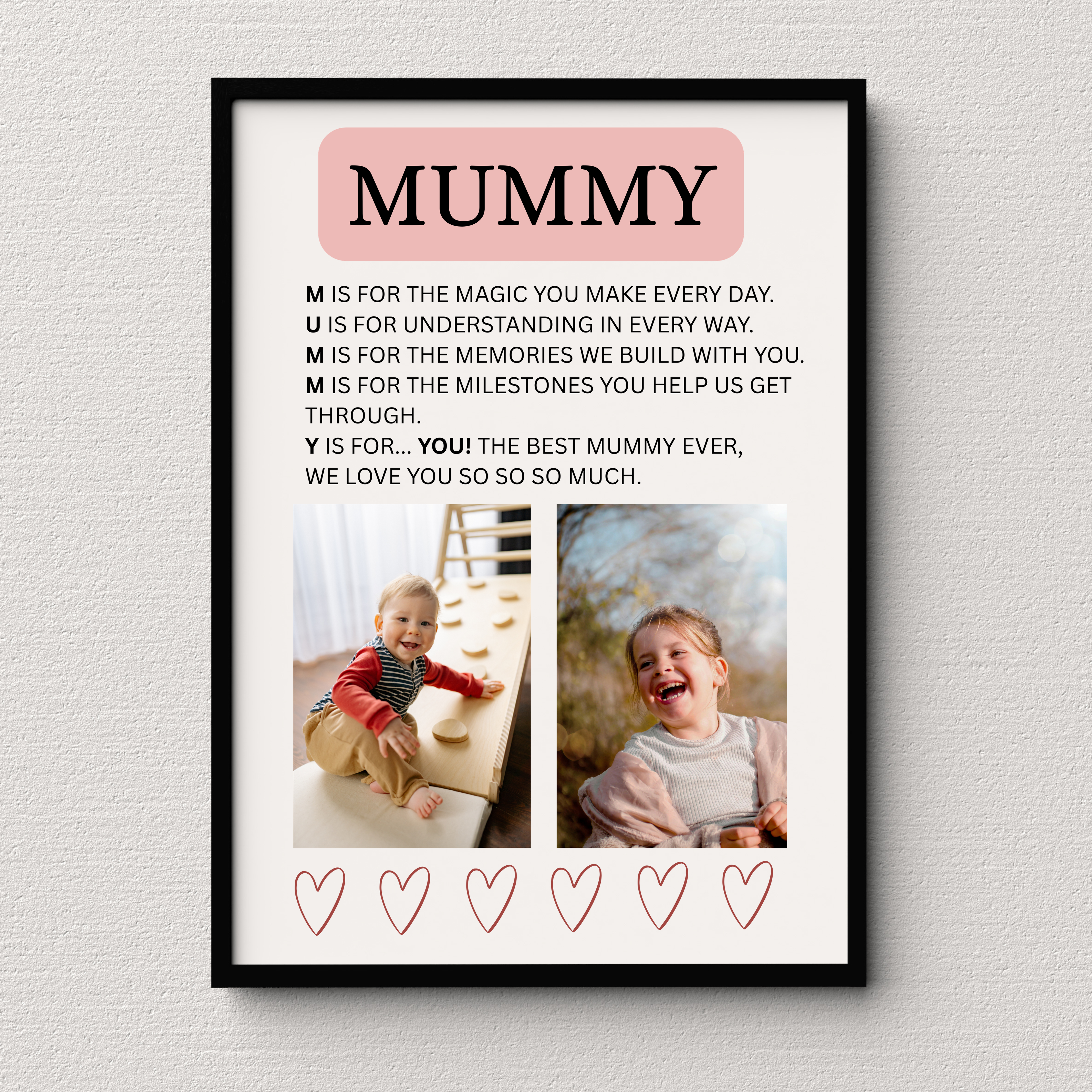 Personalised Mummy Poem Print, Custom Keepsake, Mother's Day Gift, Birthday Gift Aluminium Wall art