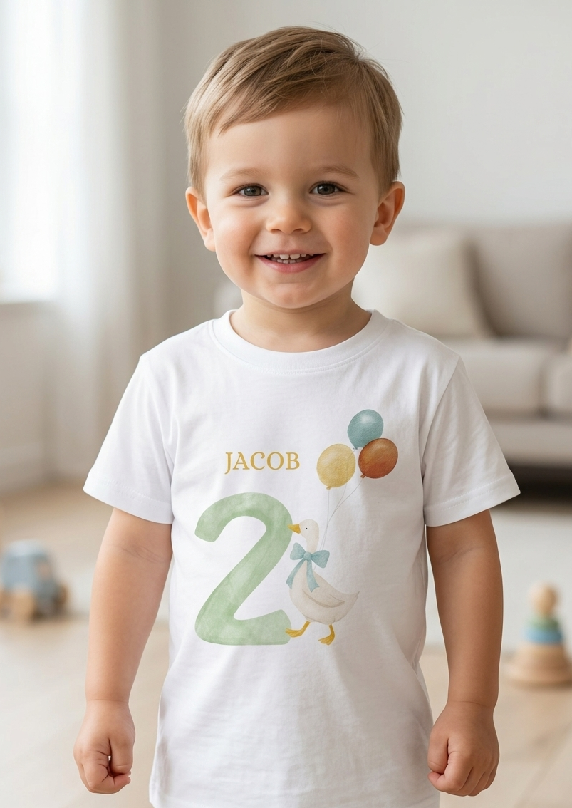 Personalised Duck Birthday T-Shirt, Boys 1st 2nd 3rd Birthday T-shirt
