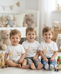 Personalised boys Safari Animal Birthday T-Shirt, Custom Birthday Party Outfit, One Two Three