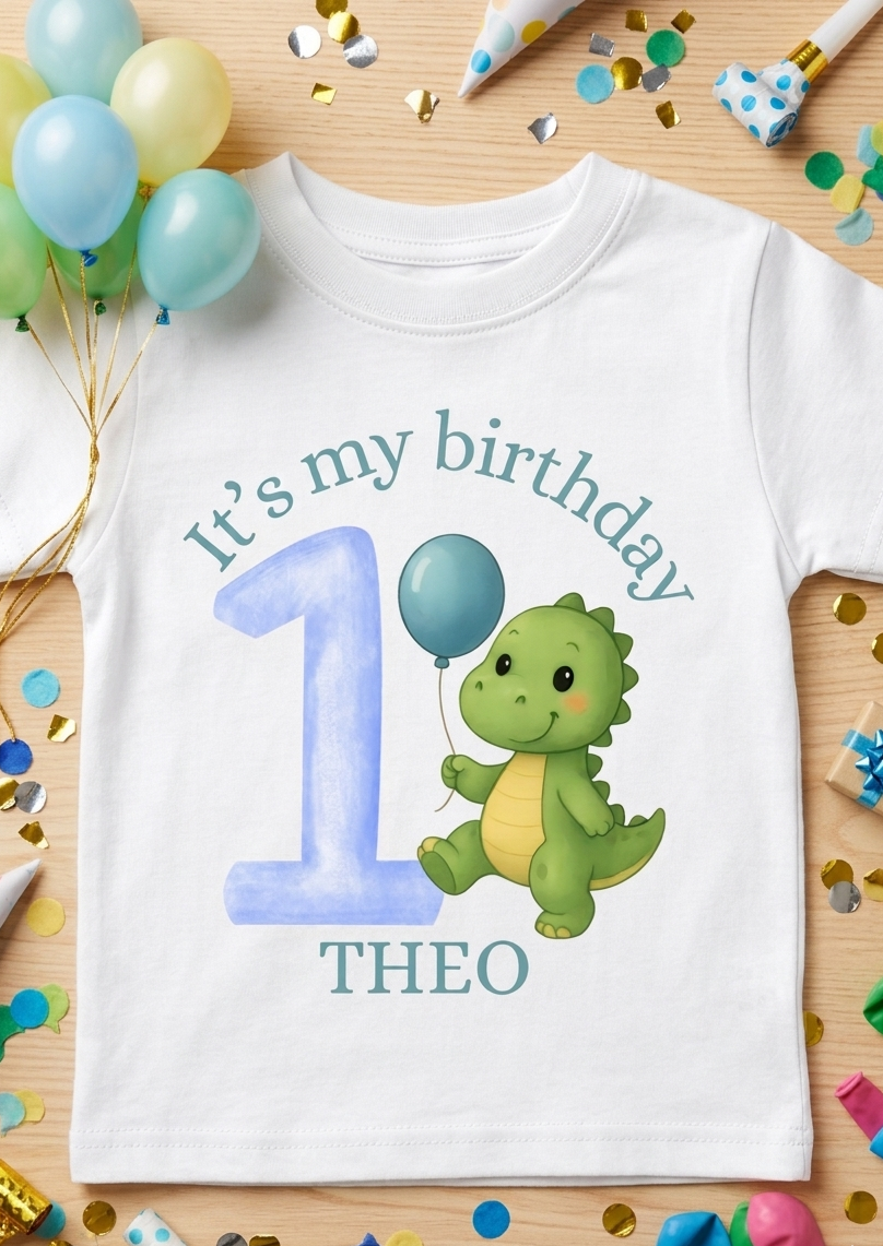 Personalised Dinosaur Birthday T-Shirt, Custom Name, Toddler Birthday Outfit