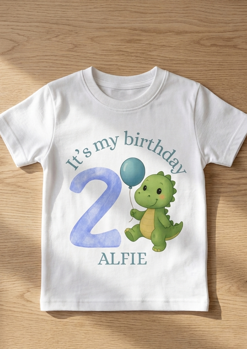 Personalised Dinosaur Birthday T-Shirt, Custom Name, Toddler Birthday Outfit