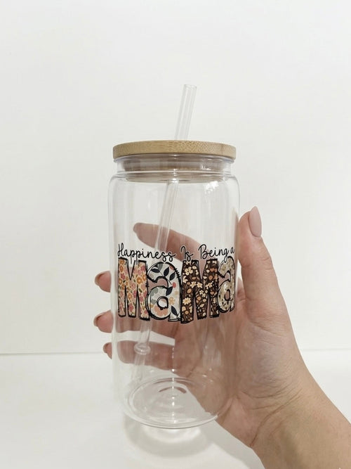 Mama Floral Cup with Bamboo Lid & Straw, Mother's Day Gift, Birthday gifts, gifts for her