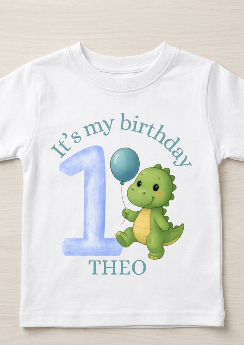 Personalised Dinosaur Birthday T-Shirt, Custom Name, Toddler Birthday Outfit