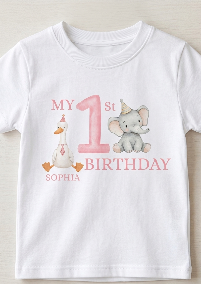 Personalised Animal 1st Birthday T-Shirt, Toddler First Birthday Outfit, Boy Girl