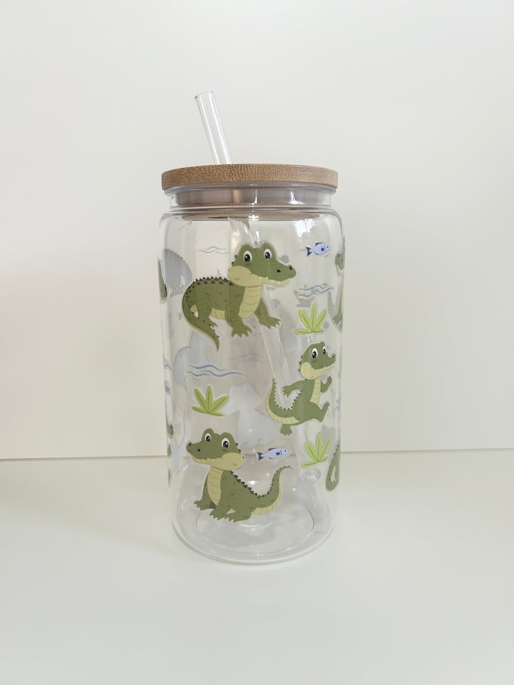 Crocodile Kids Cup with Bamboo Lid & Straw, 16oz