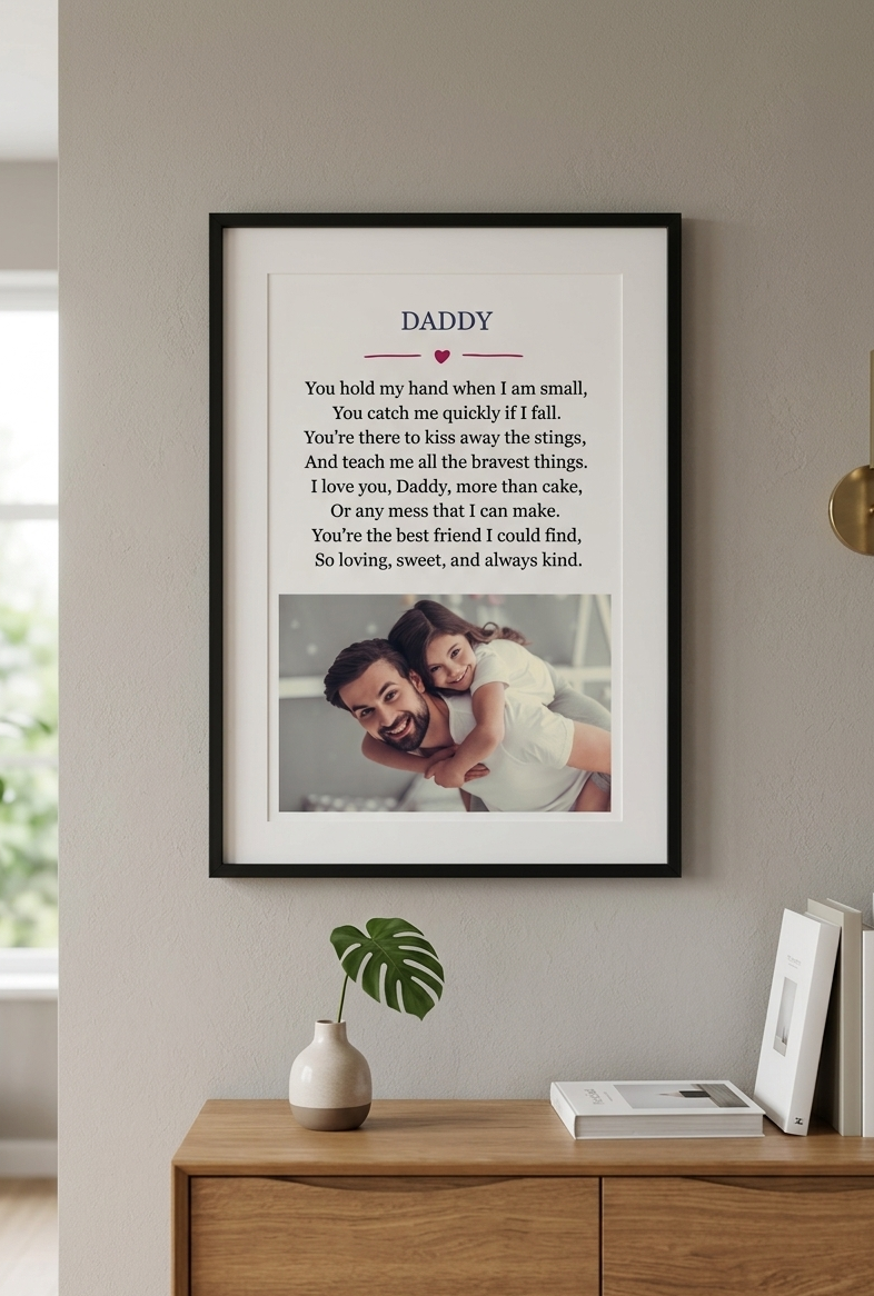 Personalised Daddy Photo Print, Custom Keepsake, Fathers Day Gift, Aluminium Wall art