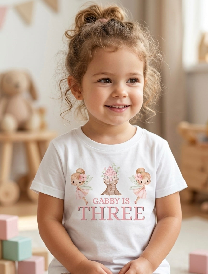Personalised Girls Birthday T-shirt, Fairy Birthday Party Outfit