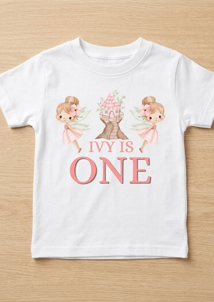 Personalised Girls Birthday T-shirt, Fairy Birthday Party Outfit
