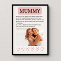Personalised Mummy Poem Print, Custom Keepsake, Mother's Day Gift, Birthday Gift Aluminium Wall art