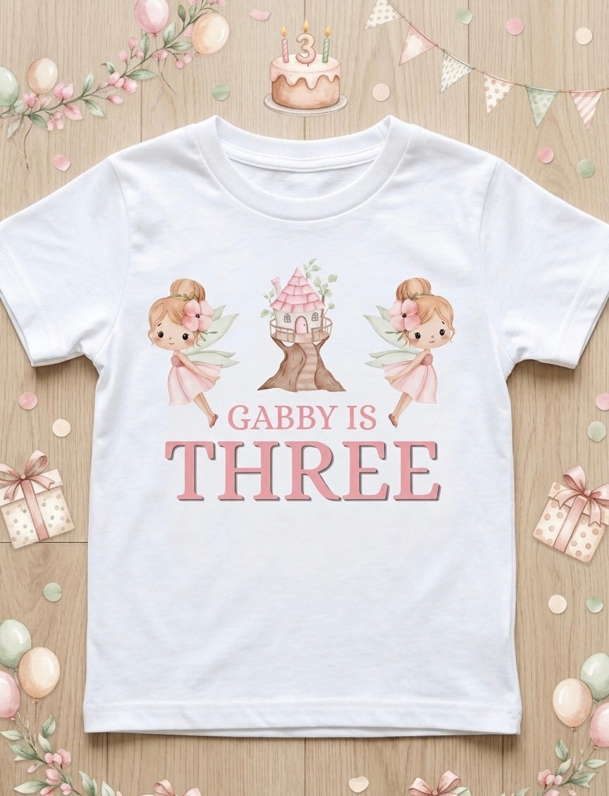Personalised Girls Birthday T-shirt, Fairy Birthday Party Outfit