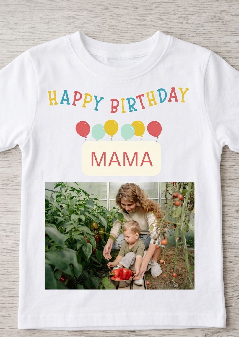 Personalised Photo Mama Birthday T-Shirt, Happy Birthday Gift, Gift For Mummy Custom Keepsake