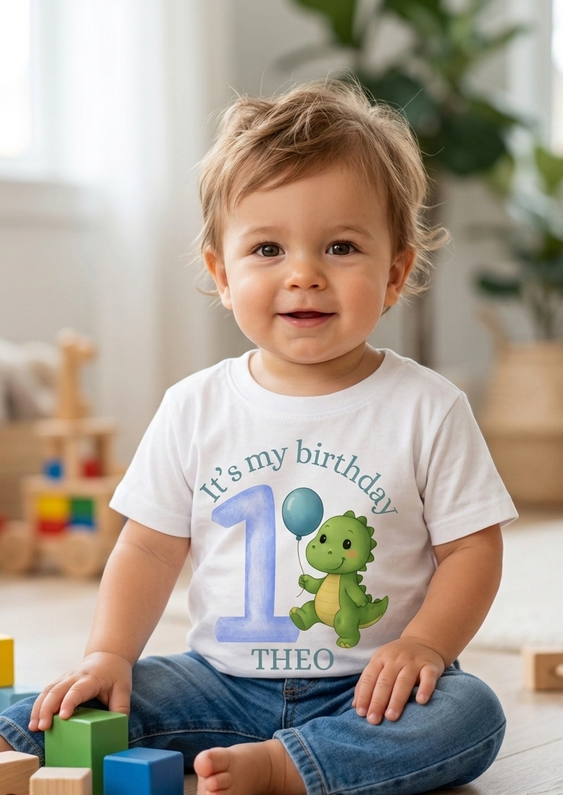 Personalised Dinosaur Birthday T-Shirt, Custom Name, Toddler Birthday Outfit