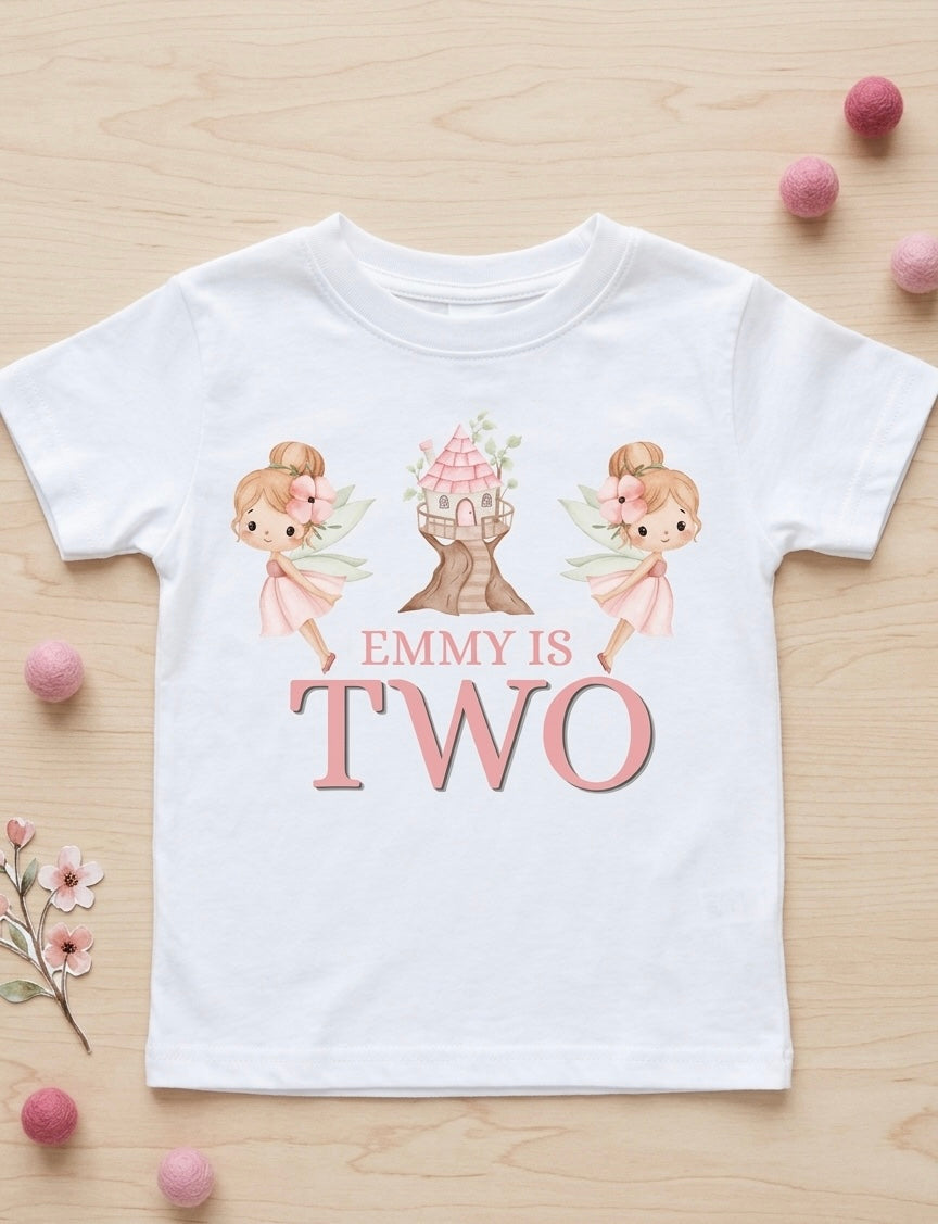 Personalised Girls Birthday T-shirt, Fairy Birthday Party Outfit